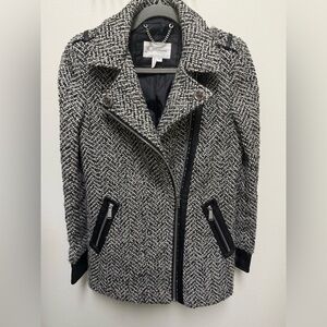 BCBGMaxAzria Monochrome Tweed Coat